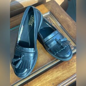 Hotter Hamlet Black Fringe Tassel Slip On Loafers Size 7-7.5